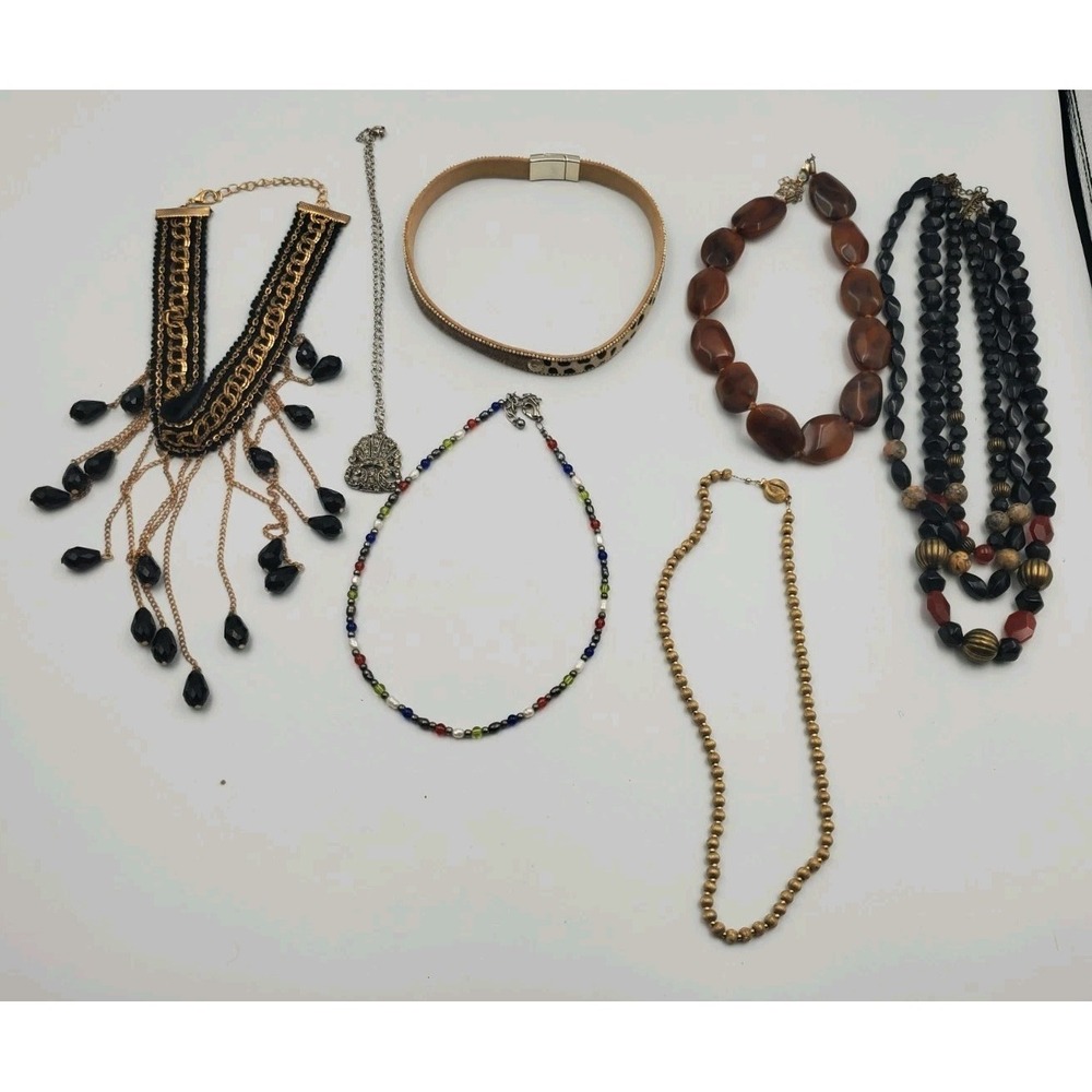 Lot Of 7 Choker Style Necklaces Vintage-Now Variety Boho Glam